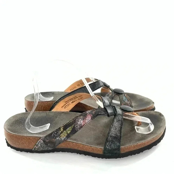 Think womens sandals size 12 43 multicolored floral toe ring - Picture 3 of 15